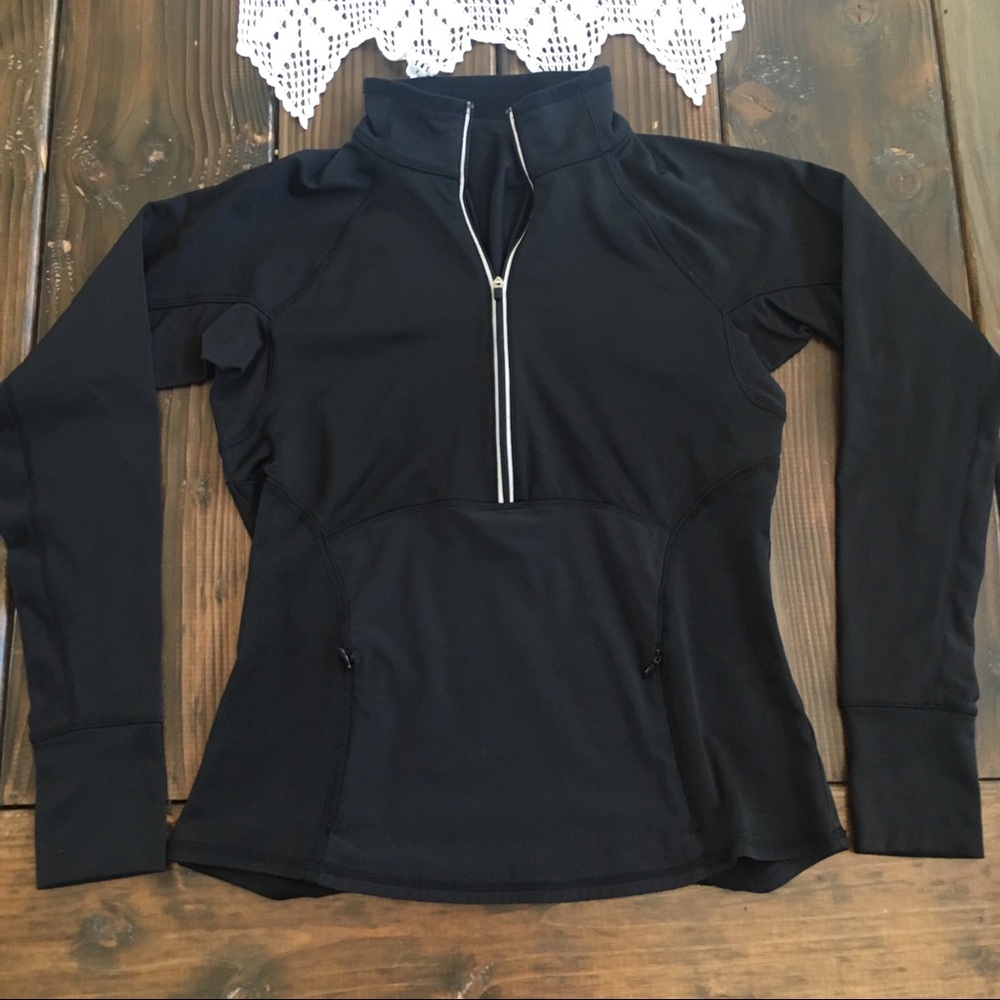 Athleta Plush Tech Half Zip Pullover Black Size Sm